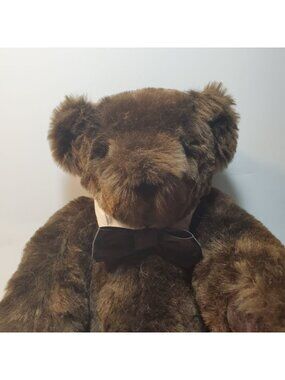 Vermont Teddy Bear Dark Brown with I love You Heart and Tux Tie and Collar